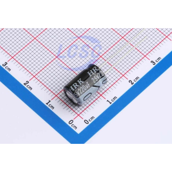 220uF 25V kondensatory elektrolityczny przewlekane, średnica 8 x dł. 12mm