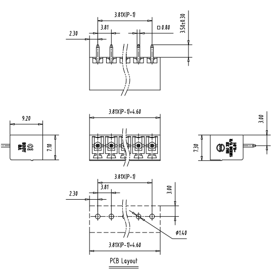 Listwa rózłączalna JL15EDGVC-35002G01 Raster 3,5mm Male