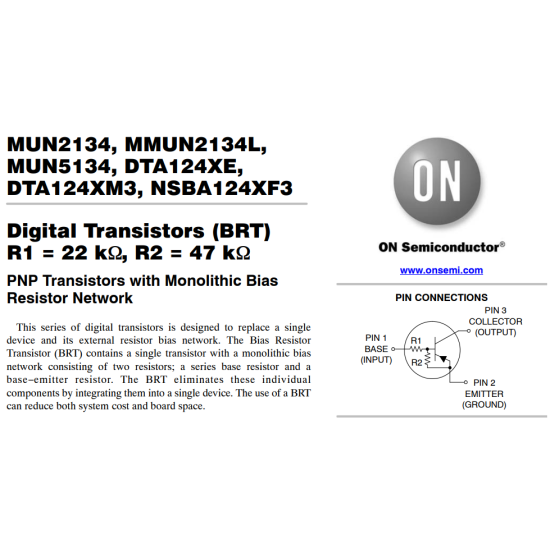 SMMUN2134LT1G50V 80 100mA 246mW SOT-23-3(TO-236-3) Single, Pre-Biased Bipolar Transistors RoHS